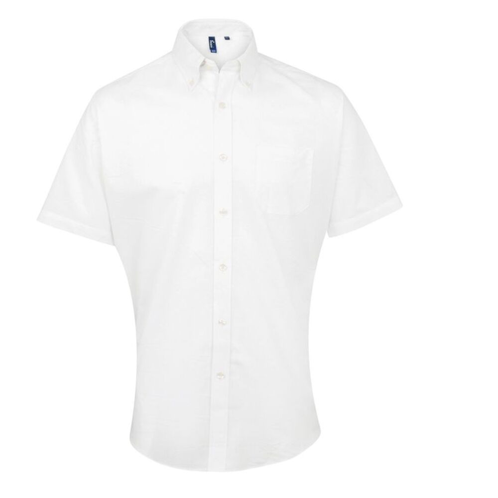 Premier Mens Signature Oxford Short Sleeve Work Shirt / White